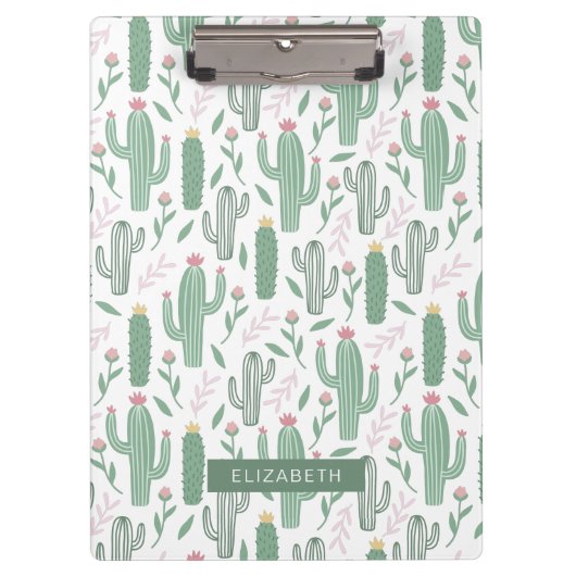 Cactus botanisch patroon gepersonaliseerd klembord (Voorkant)