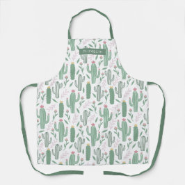 Cactus botanisch patroon gepersonaliseerd schort
