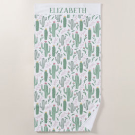 Cactus botanisch patroon gepersonaliseerd strandlaken