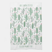 Cactus botanisch patroon gepersonaliseerd theedoek (Verticaal)