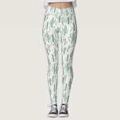 Cactus botanisch patroon leggings (Voorkant)