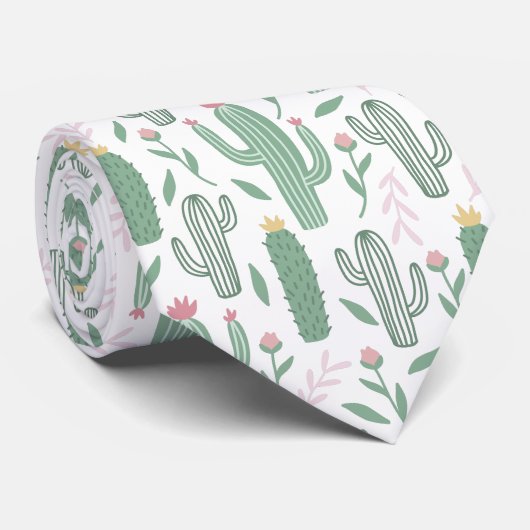 Cactus botanisch patroon stropdas (Opgerold)