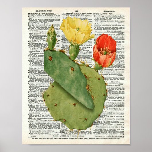  Cactus Botanische Kunst op Woordenboek Pagina 11 Poster (Voorkant)