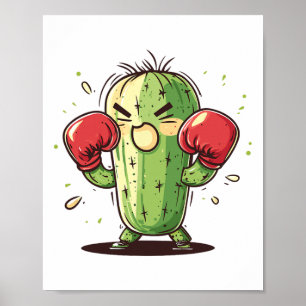 Cactus Boxer Grappig Humoristisch Ly Punch Poster