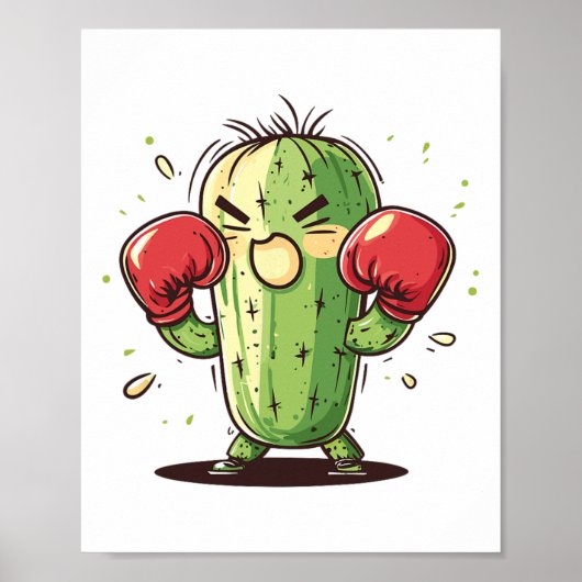 Cactus Boxer Grappig Humoristisch Ly Punch  Poster (Voorkant)