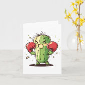 Cactus Boxer Grappig Humorous Ly Punch Kaart (Gele Bloem)