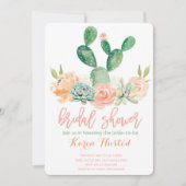 Cactus Bridal Shower Invitation Succulent Pink Kaart (Voorkant)