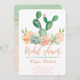Cactus Bridal Shower Invitation Succulent Pink Kaart