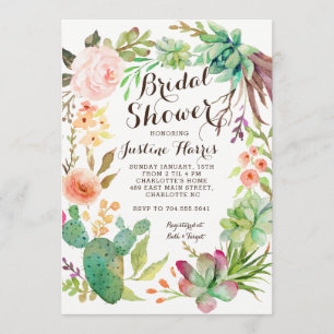 cactus, bridal Shower Invitation succulents; Kaart