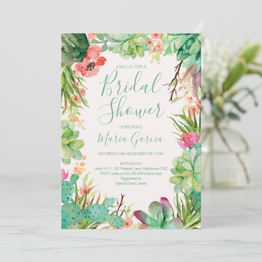 Cactus Bridal Shower Kaart (Staand voorkant)