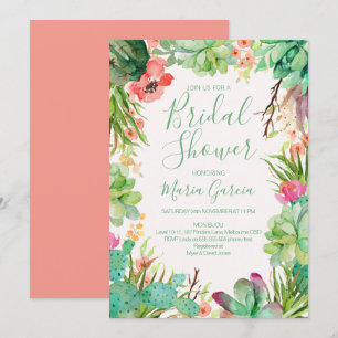 Cactus Bridal Shower Kaart