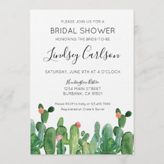 Cactus Bridal Shower Kaart