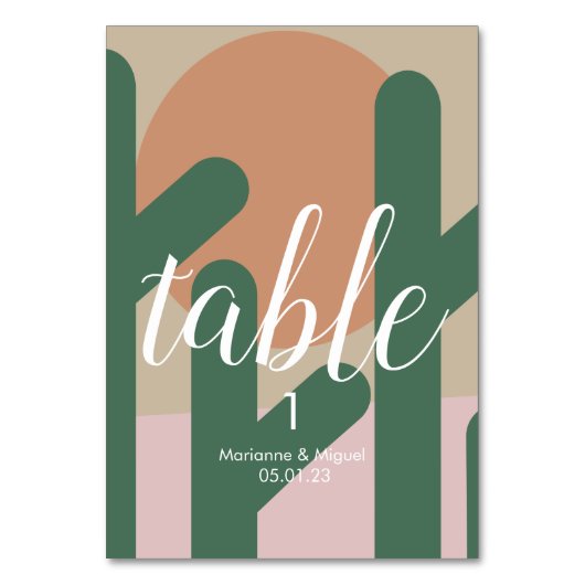 Cactus Bruid Zonne Stoel Tafel Nummer Kaart (Voorkant)