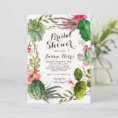 cactus, bruids douche uitnodiging succulenten, (Staand voorkant)