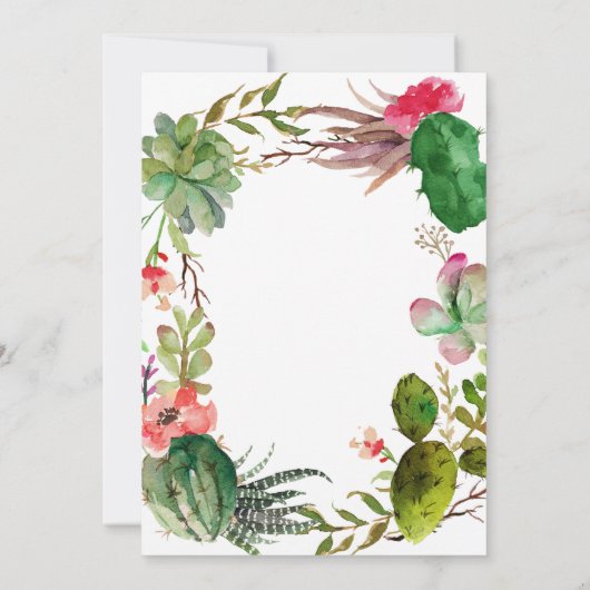 cactus, bruids douche uitnodiging succulenten, (Achterkant)