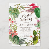 cactus, bruids douche uitnodiging succulenten, (Voorkant / Achterkant)