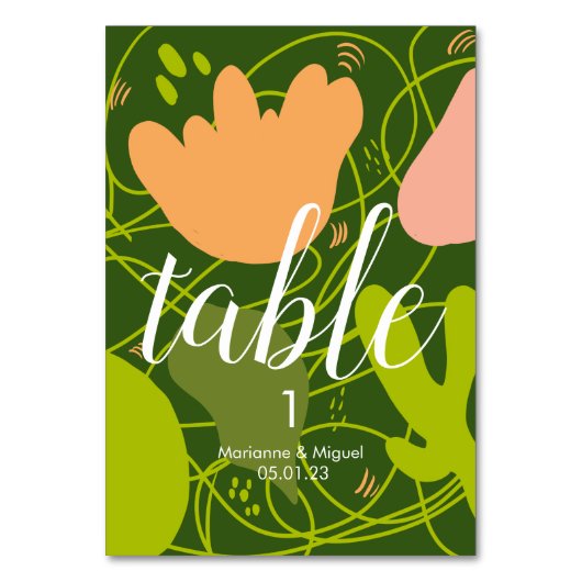Cactus Bruidsbloem Vorm Zittende Tafel Nummer Kaart (Voorkant)