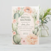 Cactus bruidsdouche, boho bloemen kaart (Staand voorkant)