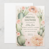 Cactus bruidsdouche, boho bloemen kaart (Voorkant / Achterkant)