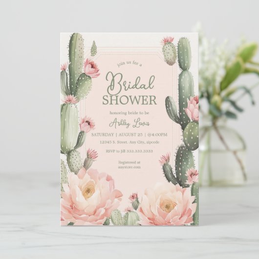 Cactus Bruidsfeest Boho Cactussen Kaart (Staand voorkant)