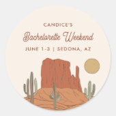 Cactus Bruidsfeest Favor Woestijn Bruidsfeest Ronde Sticker (Voorkant)