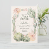 Cactus bruidsfeest uitnodiging, fiesta bruiloft kaart (Staand voorkant)