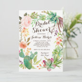 cactus, Bruidsfeest uitnodiging succulenten, (Staand voorkant)