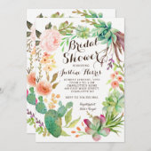 cactus, Bruidsfeest uitnodiging succulenten, (Voorkant / Achterkant)