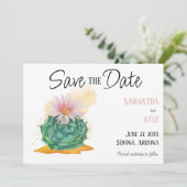 Cactus Bruiloft Bewaar de Datum Kaart (Staand voorkant)