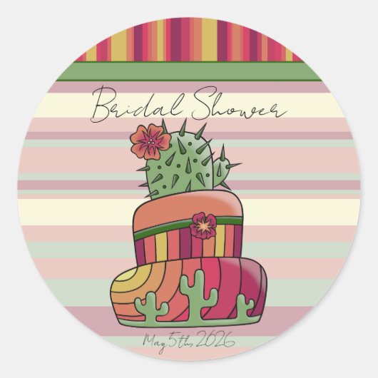 Cactus Bruiloft "Bruidsmeisjesfeest" Sticker (Voorkant)