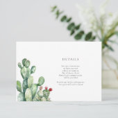 Cactus bruiloft details informatiekaartje (Staand voorkant)