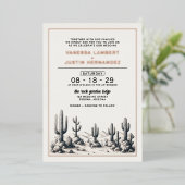 Cactus Bruiloft Folie Uitnodiging (Staand Voorkant)