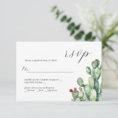 Cactus bruiloft ontwerp RSVP-kaart RSVP Kaartje (Staand voorkant)