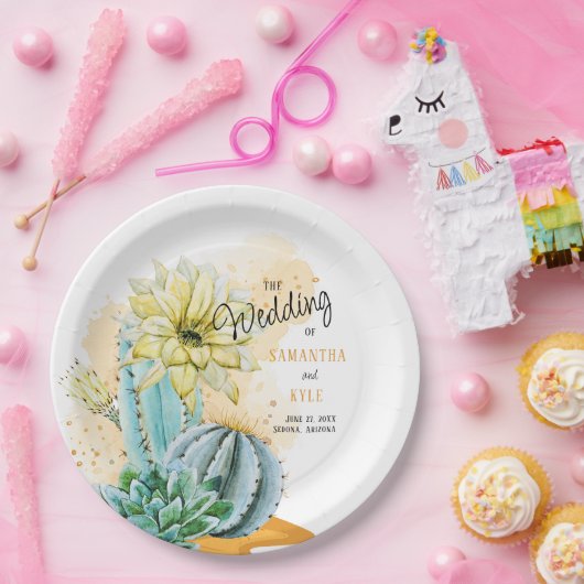 Cactus Bruiloft Papieren Bordje (Feest)
