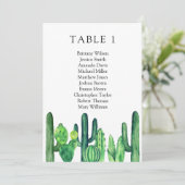 Cactus bruiloft zitplaatskaart. Groen tafelplan Kaart (Staand voorkant)