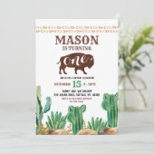 Cactus Buffalo Desert Birthday Invitation Kaart (Staand voorkant)