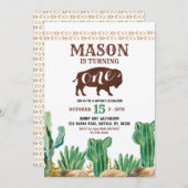 Cactus Buffalo Desert Birthday Invitation Kaart (Voorkant / Achterkant)