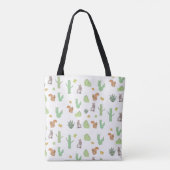 Cactus Bunny Squirrel Natuur Patroon Canvas tassen (Achterkant)