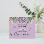 Cactus Butterfly Elegant Quinceanera Save the Date (Staand voorkant)