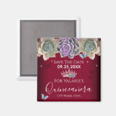 Cactus Butterfly Elegant Quinceanera Save the Date Magneet (Voorkant / Achterkant)
