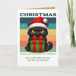 Cactus Cacao Grappige Kat Retro Kerst Foto Feestdagen Kaart