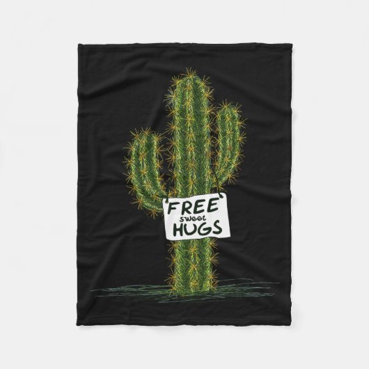 Cactus Cacti Funny Art Humor Sweet Hugs Fleece Deken (Voorkant)