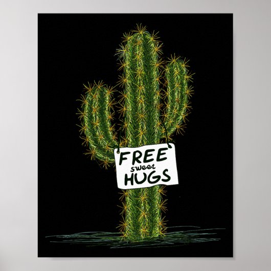Cactus Cacti Funny Art Humor Sweet Hugs  Poster (Voorkant)