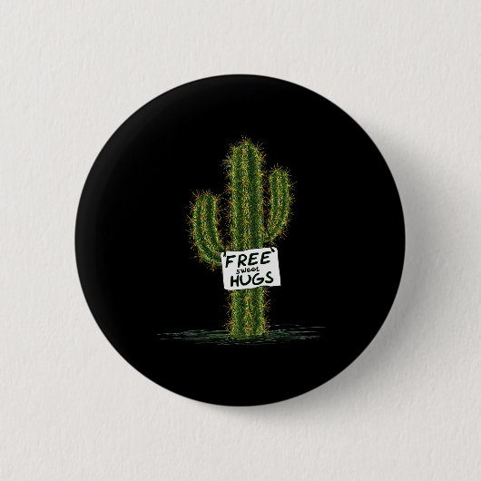 Cactus Cacti Funny Art Humor Sweet Hugs Ronde Button 5,7 Cm (Voorkant)