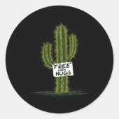 Cactus Cacti Funny Art Humor Sweet Hugs Ronde Sticker (Voorkant)
