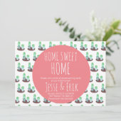 Cactus Cacti Greenery Housewarming Party Kaart (Staand voorkant)