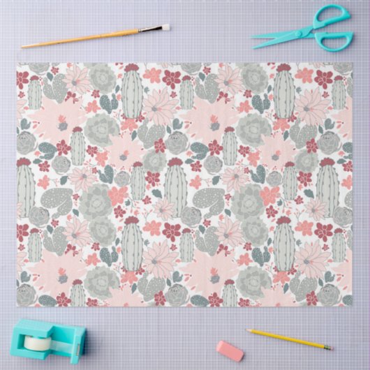 Cactus Cacti roze Munt Succulents Tissuepapier (Craft)