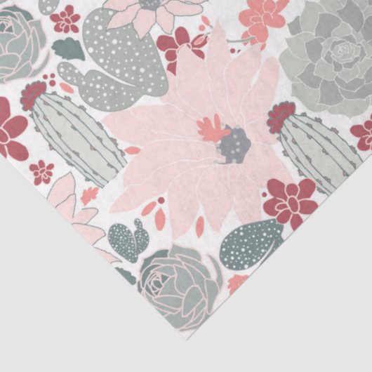 Cactus Cacti roze Munt Succulents Tissuepapier (Detail)