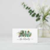 Cactus Cacti Succulent Floral Wedding Details Informatiekaartje (Staand voorkant)