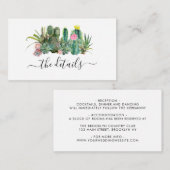 Cactus Cacti Succulent Floral Wedding Details Informatiekaartje (Voorkant / Achterkant)
